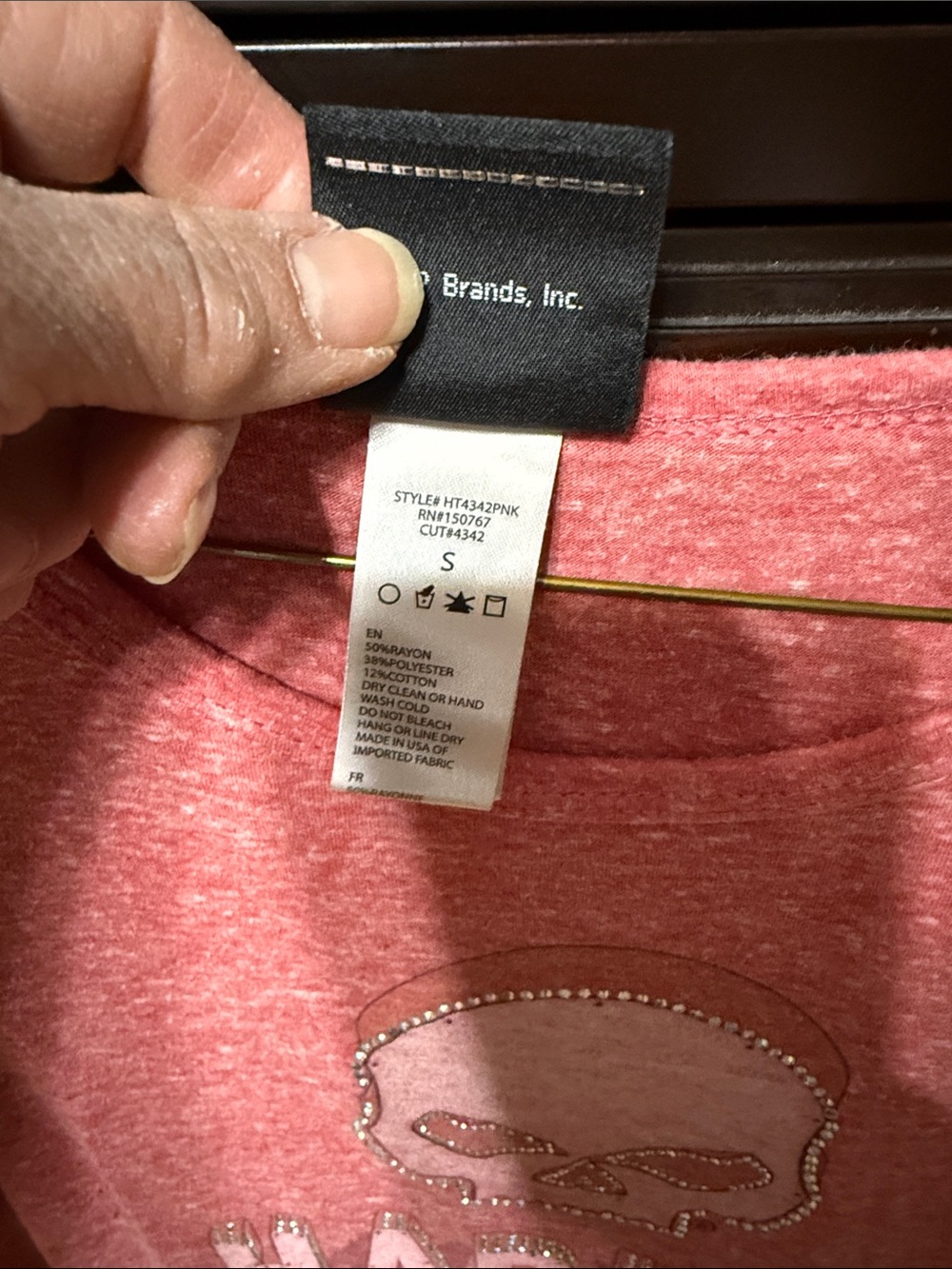 Harley-Davidson Heather Pink Skull Logo Tee - Picture 2 of 4